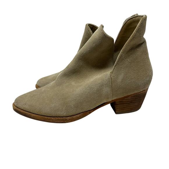 Free‎ People Charm Double V Ankle Boots Camel Suede Size Beige 37.5 US 7 - Picture 7 of 12